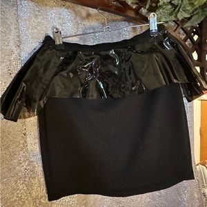 Nasty Gal S cosplay peplum cyber goth vinyl mini skirt black bodycon festival